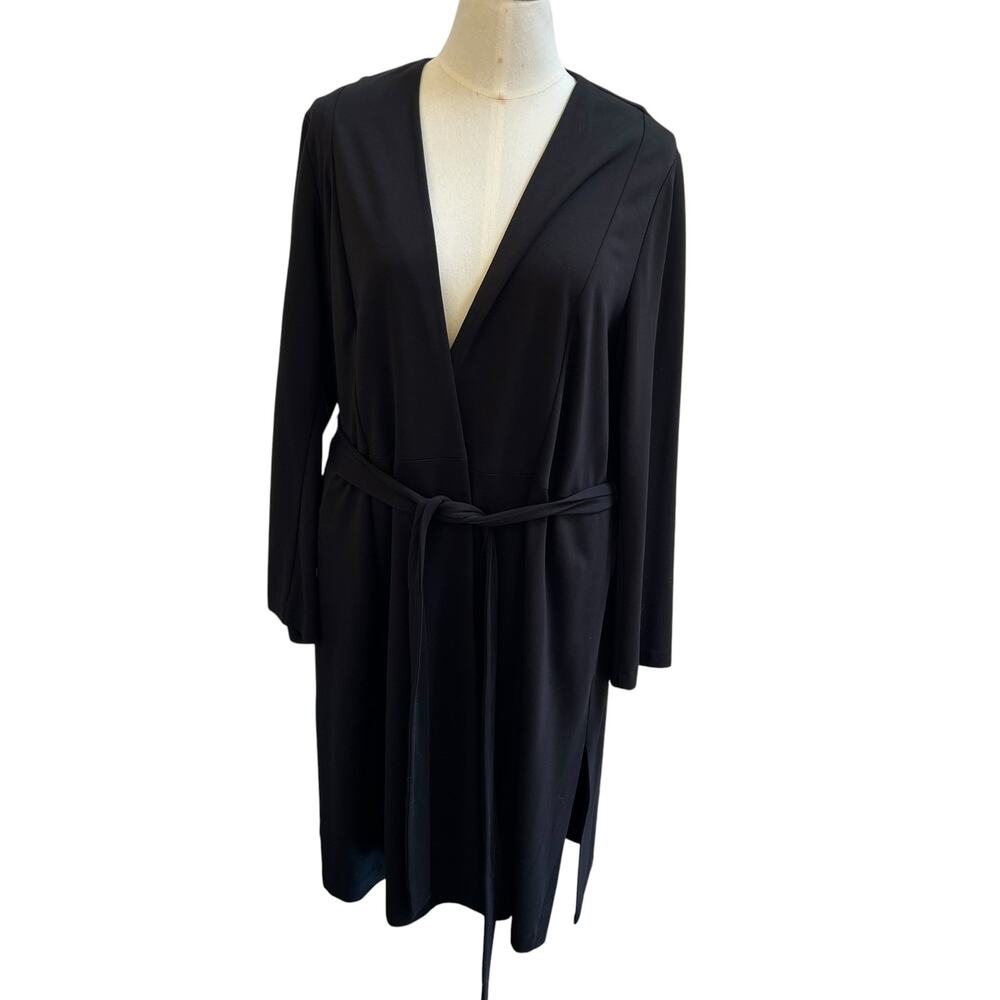 Lane Bryant 26/28 Black Long Cardigan Duster Tie Belt Open Front Plus Size